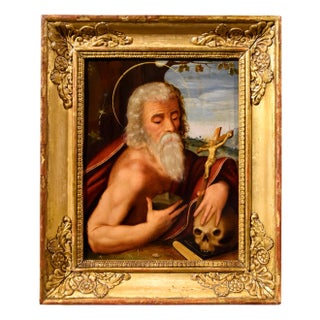 Circle of Giuseppe Mazzuoli Detto Il Bastarolo, Saint Jerome Mazzuoli, 16th Century, Oil on Copper For Sale