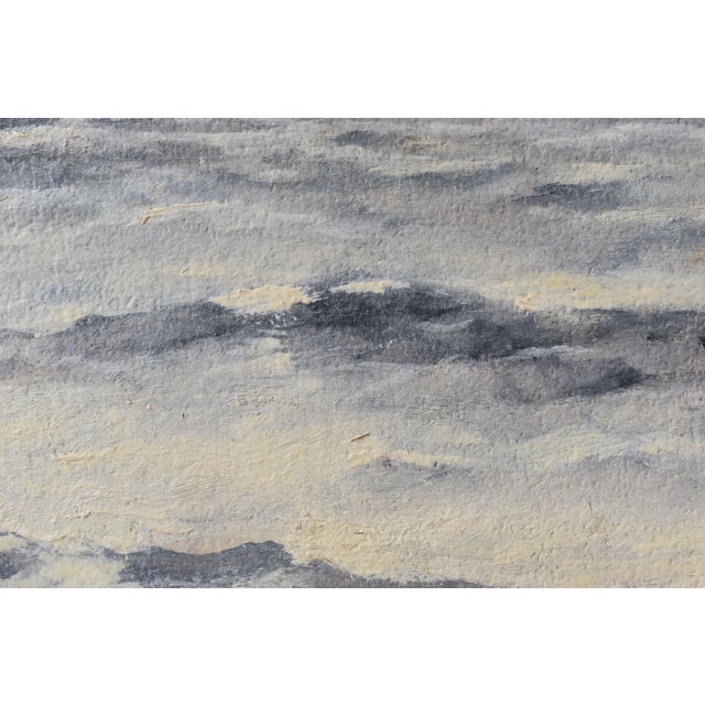Vintage Steely Seascape Painting on Board, Signed by the Artist, Circa Mid-20th Century For Sale - Image 10 of 14