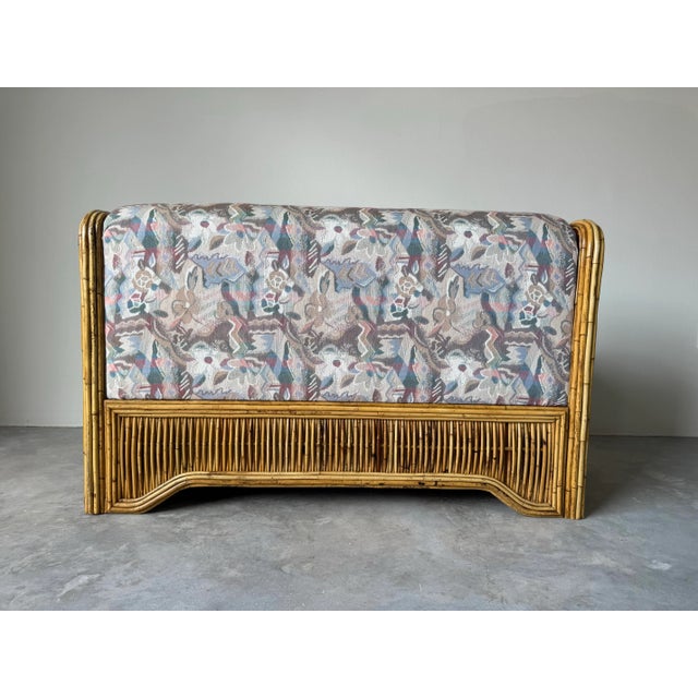 1980s Vintage Coastal Rattan Loveseat For Sale - Image 5 of 10