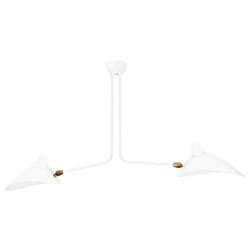 Mid-Century Modern White Ceiling Lamp with Two Fixed Arms by Serge Mouille For Sale - Image 4 of 7