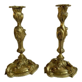 Pair of French Louis XV-Style Candlesticks For Sale