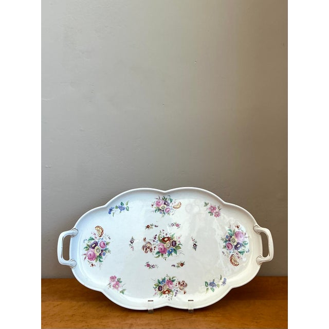 Vintage Coalport Glazed Ceramic Floral Tray For Sale In West Palm - Image 6 of 12