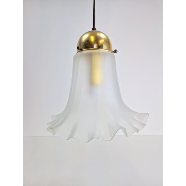 Vintage Glass & Brass Handkerchief Pendant Lamp from Peill & Putzler, 1960s For Sale - Image 6 of 11