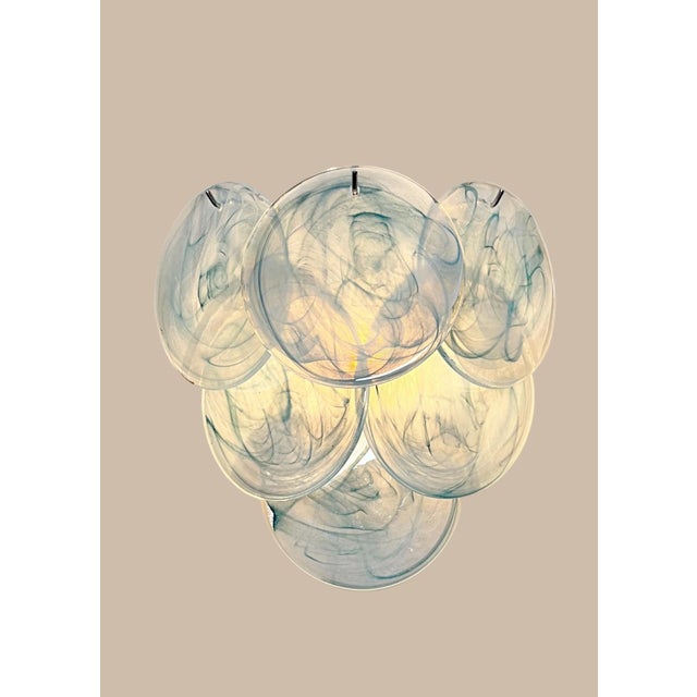Gino Vistosi Vistosi Style Blue Alabaster Glass Wall Sconces - a Pair For Sale - Image 4 of 6