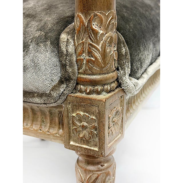 Vintage Italian Neoclassical Carved Wood Armchairs, Newly Upholstered, Pair For Sale - Image 10 of 12