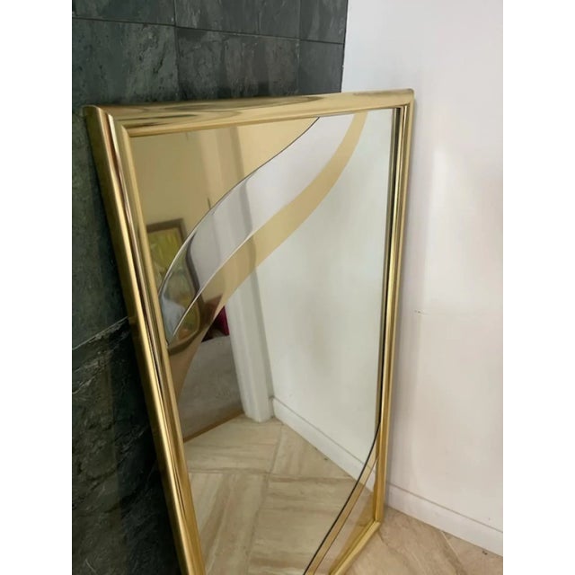 1970s Modern Gold Metal Design Rectangular Mirror For Sale In Philadelphia - Image 6 of 10