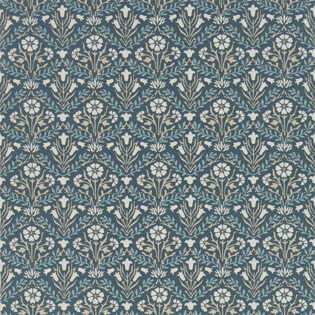 Morris & Co Morris Bellflowers Wallpaper in Indigo/Linen - a Sample For Sale