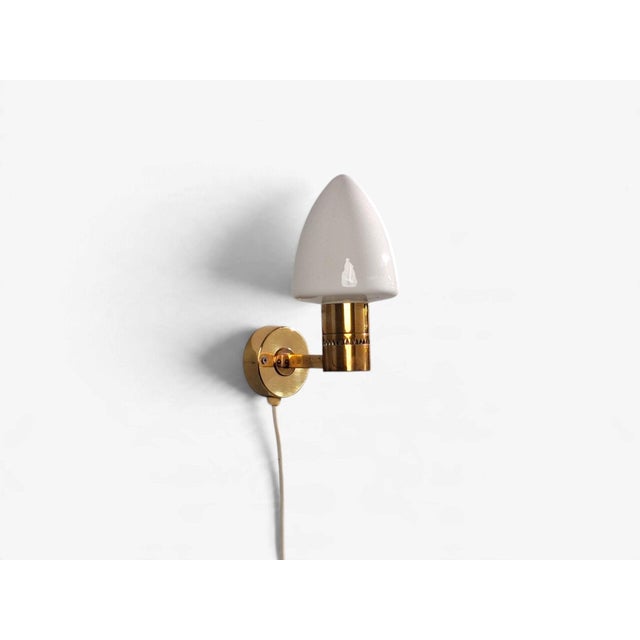 Cream Hans-Agne Jakobsson, Wall Sconce, Brass, Opaline Glass, Sweden, 1960s For Sale - Image 8 of 12