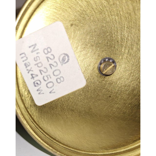 Mid-Century Bedside Lamps with Blue-Green Lacquered Metal Frames, Brass Archs and Amber Bubble Glass Shades, 1960s, Set of 2 For Sale - Image 11 of 12