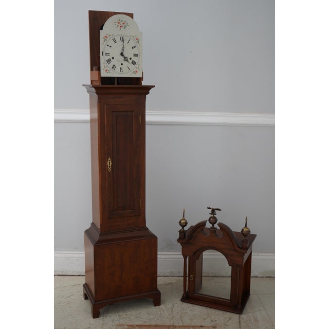 Brown Elmer Stennes Mahogany Dropleaf Dwarf Grandfather Hall Clock For Sale - Image 8 of 12
