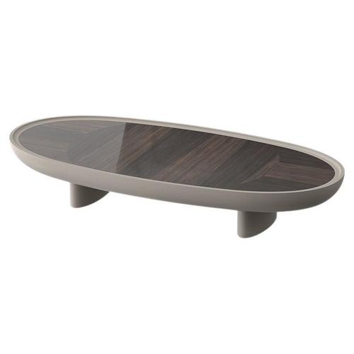 Lacquered Structure Walnut Oval Side Table with Rounded Edges by Ultramobili For Sale - Image 10 of 10