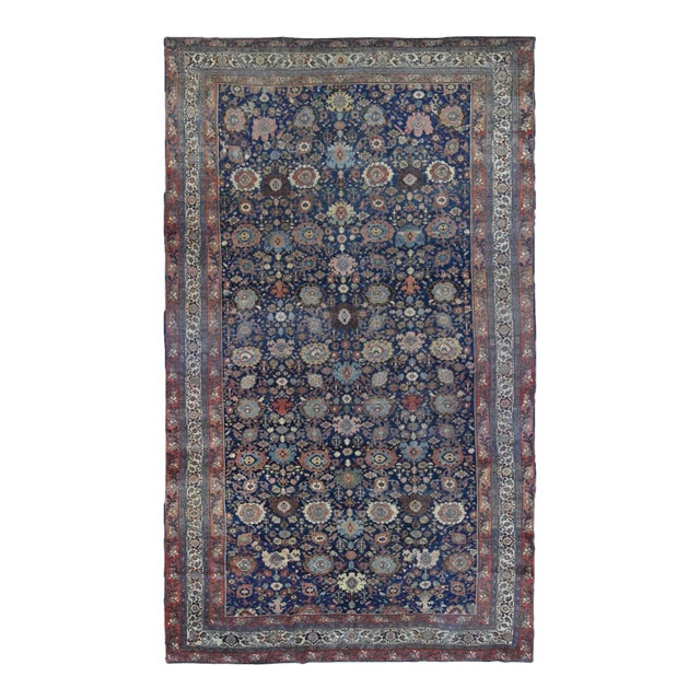 1880s Blue Antique Oriental Rug For Sale