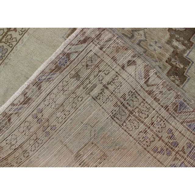 Brown and Taupe Colored Vintage Turkish Oushak Rug With Medallion Design 4'0"x5'4" For Sale In Atlanta - Image 6 of 6