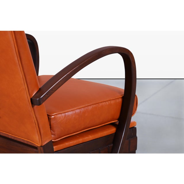 Vintage French Art Deco Leather and Walnut Lounge Chairs, 1940s For Sale - Image 14 of 14