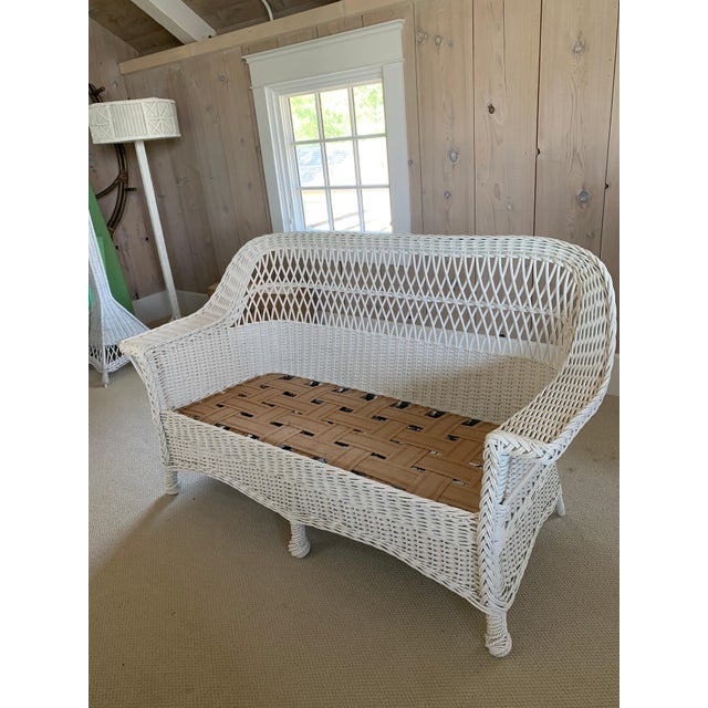 Vintage White Wicker Sofa Chairish