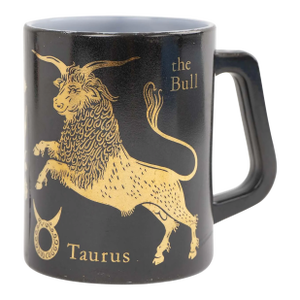 Vintage Taurus Zodiac Coffee Mug - Black & Gold Celestial Design