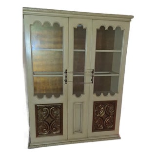 Vintage 1960s Painted Mediterranean Style Display Cabinet & Armoire For Sale
