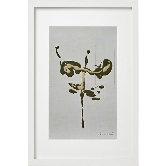 2020s Set of 6 - One-of-a-Kind Dark Green & Cream Botanical Organic Modern Original Oil Paintings / Contemporary Herbarium / Floral / Earth Tones For Sale - Image 5 of 18