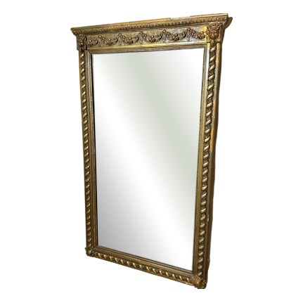 Large Antique Giltwood Mirror with Lion Mask For Sale