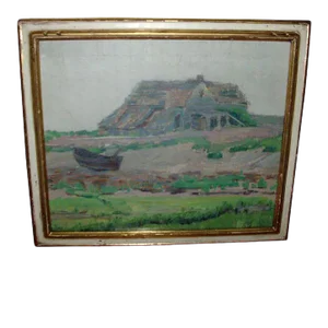 19th Century American Impressionist Landscape Painting Plum Island Marsh Oil on Canvas 1880