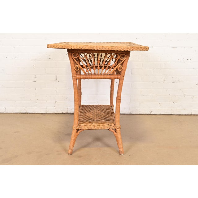 Brown Ralph Lauren Safari Collection Organic Modern Woven Wicker Rattan Nightstand or Side Table For Sale - Image 8 of 12