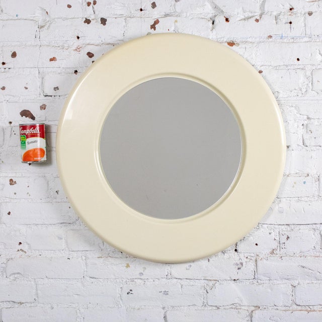 Late 20th Century Modern Wall Mirror W/Round Off White Plastic Frame For Sale - Image 18 of 18