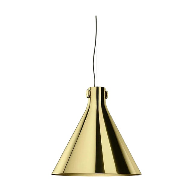 Cone Suspension Lamp in Polished Brass by Richard Hutten For Sale