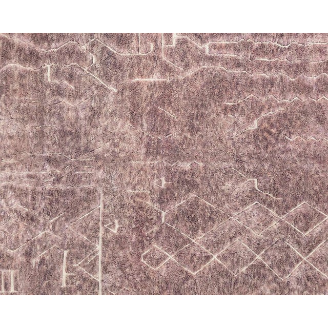 Textile Oversize Tonal Diamond Trellis Hand-Knotted Wool Rug | 12'0" X 10'1" | One of a Kind For Sale - Image 7 of 10
