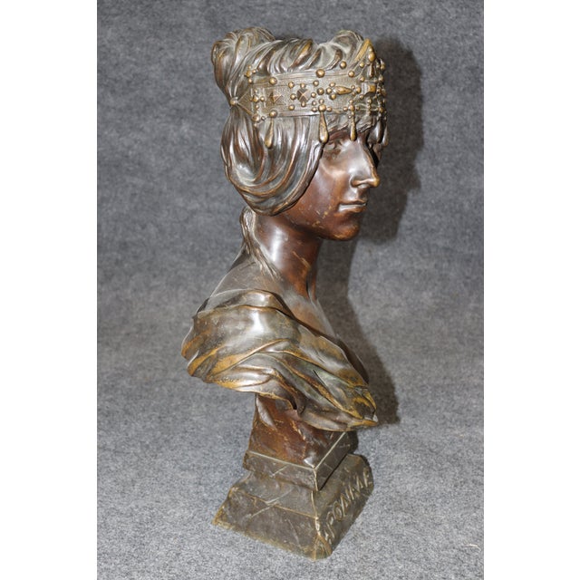 Antique French Art Nouveau Bronze Bust "Herodias" Signed George Charles Coudry For Sale - Image 4 of 11