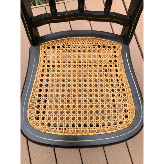 Black Vintage Hitchcock Cane Seat Spindle Accent Chair For Sale - Image 8 of 11