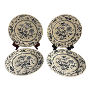 Vintage Blue and White Royal Cavalier Ironstone Dinner Plates Blue - A Set of 4