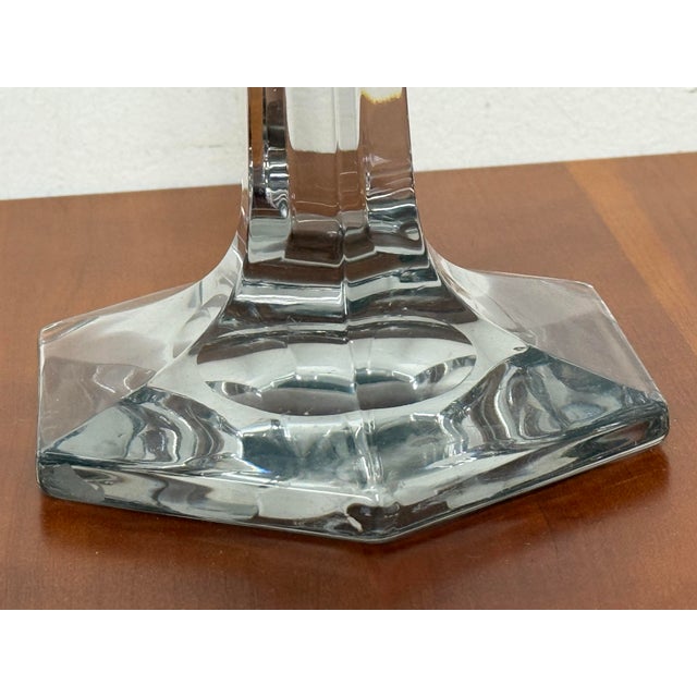 Vintage Glass Candlesticks, Pair For Sale - Image 11 of 12