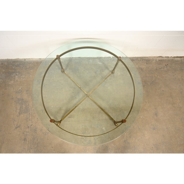 LaBarge Hollywood Regency Brass and Glass Hooved Feet Cocktail Table | Circa 1960s For Sale In South Bend - Image 6 of 12