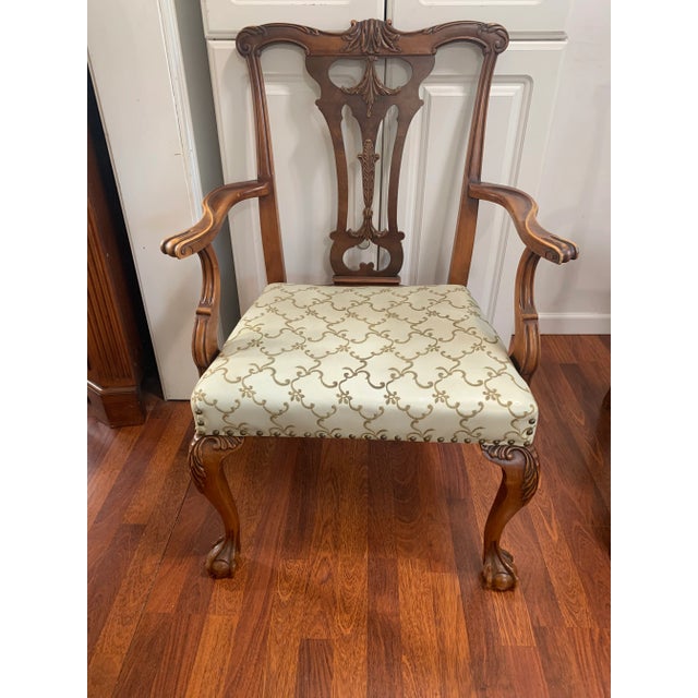 Chippendale arm chairs Pair 1940’s Vintage . exceptionally well built, in very good condition Beautiful shade color with...