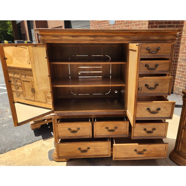 Brown Complete Blonde Wood Queen Bedroom Set For Sale - Image 8 of 11