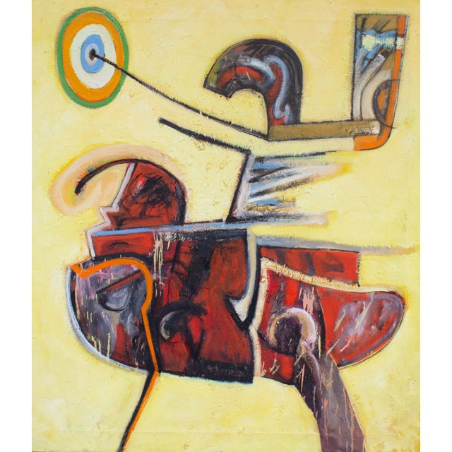 An abstract oil on canvas painting by the American artist James L. Bruch (1942-2023). Unsigned, this abstract work has a...