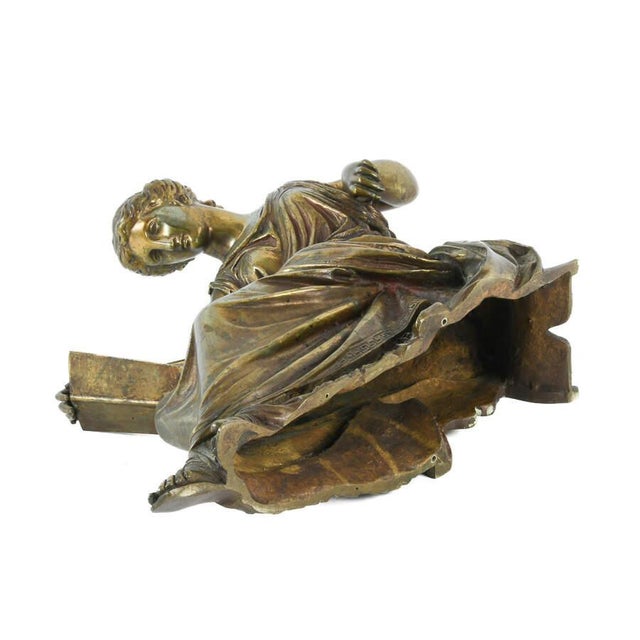 Antique Classical Bronze Woman Reading Plato Statue After Jean-Jacques Pradier For Sale - Image 9 of 9
