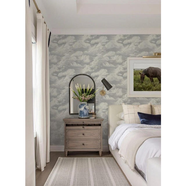 Children's Kipling Clouds Etching Removable Wallpaper – Antique Cream Single Roll For Sale - Image 3 of 7