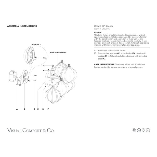 Julie Neill for Visual Comfort Signature Caselli 15" Sconce in Hand-Rubbed Antique Brass with Gold Fleck Glass For Sale - Image 12 of 12