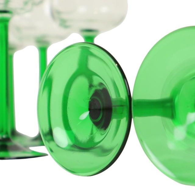Vintage Alsace Wine Glasses with Green Stems from Luminarc, 1970s, Set of 10 For Sale - Image 15 of 18