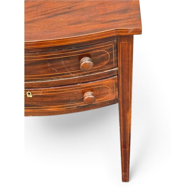 This 19th Century English Cherriton Mahogany Stencil Inlay Nightstand is a stylish and elegant addition to any bedroom....