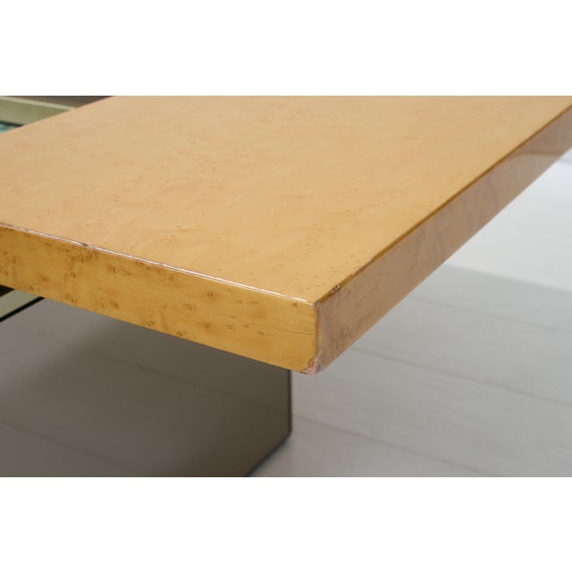 Brown Birds Eye Maple Coffee Table with Hidden Bar by Paul Michel, 1970s For Sale - Image 8 of 12