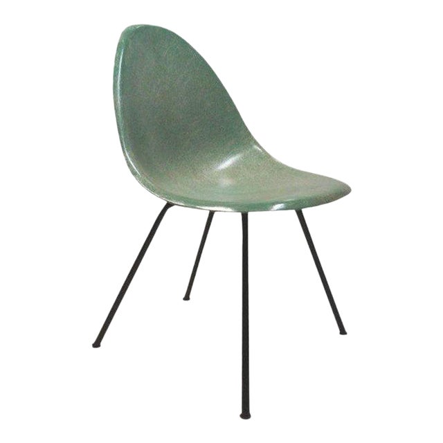 1950s Mid-Century Green Fiberglass Scoop Chair For Sale