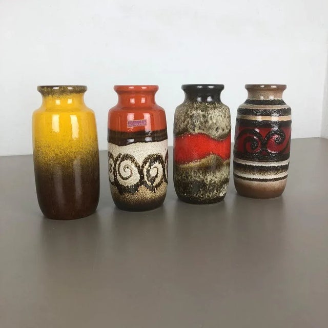 Vintage Fat Lava Pottery 213-20 Vases from Scheurich, Germany, Set of 4 For Sale - Image 13 of 18