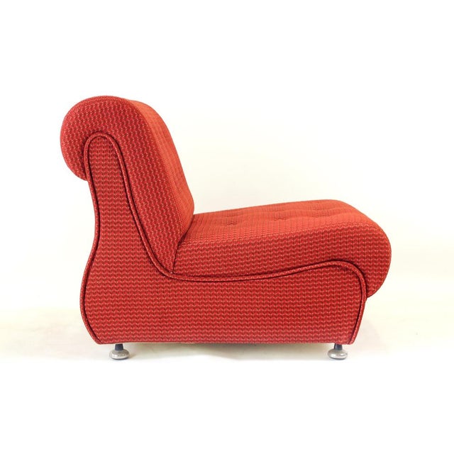Vintage Space Age Modular or Sectional Curved Sofa in Red Fabric, Tatra Czechoslovakia 1970s, Set of 4 For Sale - Image 12 of 17