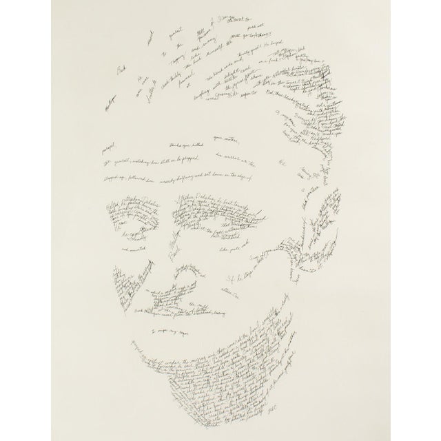 A 1977 word portrait serigraph print, titled "James Joyce as Ulysses," by the American artist John Sokol (born 1947). This...