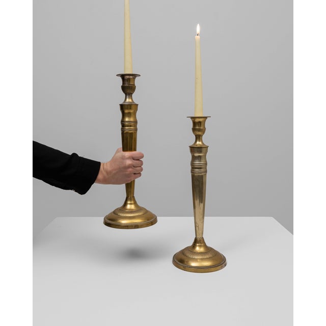 20th Century French Brass Candlesticks - A Pair For Sale - Image 18 of 18