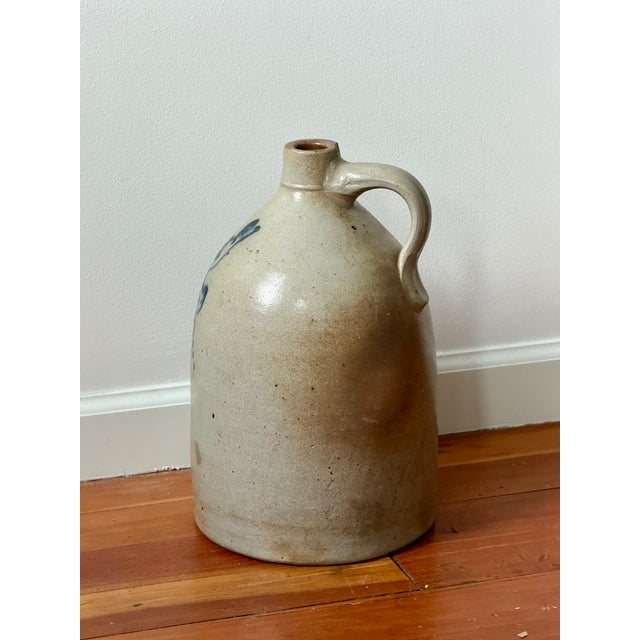 19th C. Blue Bird Stoneware Jug With Cobalt Decoration, Impressed 2 For Sale - Image 4 of 8