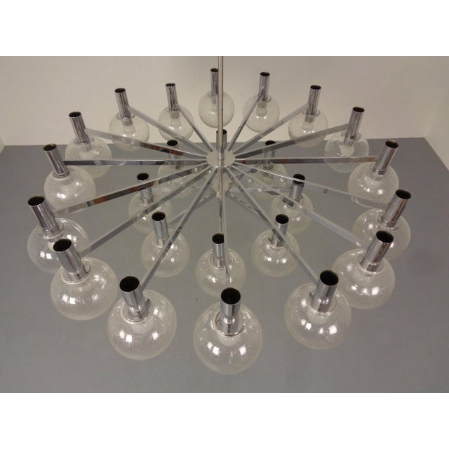 Large Chromed Spider Sputnik Lamp with 24 Handblownd Ice Glass Balls from Ott International, Germany, 1960s For Sale - Image 11 of 18
