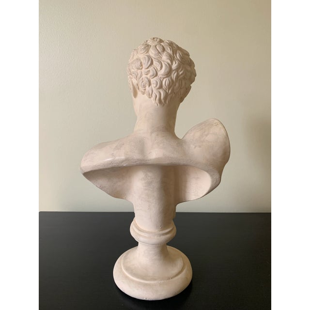 White Vintage Grand Tour Style Plaster Bust of Hermes For Sale - Image 8 of 10